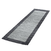TEPPICH Hochflor einfarbig mit Bordüre Polypropylen Wohnzimmer Grau Läufer 80x250 - Grau, Textil (80/250cm) - KADIMA DESIGN