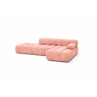 ECKSOFA L-Form Modular Mit Hocker, Veloursstoff Salvador, Rosa, Rechts, Selia - Rosa, Holz (285/160cm) - Kaiser Möbel