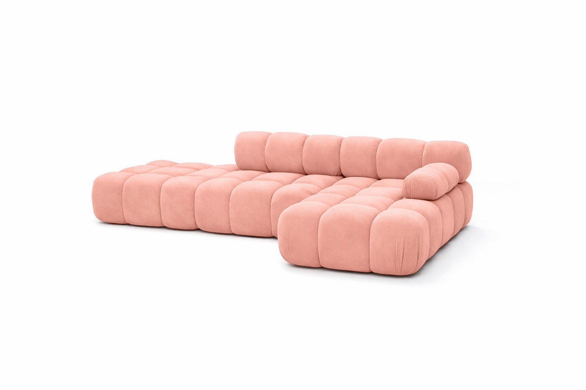 ECKSOFA L-Form Modular Mit Hocker, Veloursstoff Salvador, Rosa, Rechts, Selia - Rosa, Holz (285/160cm) - Kaiser Möbel