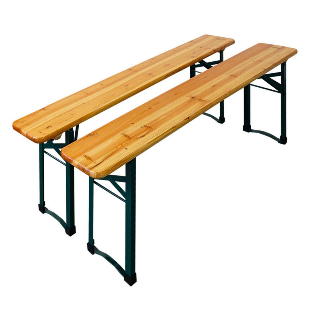 BIERZELTGARNITUR 3-teilig klappbar 1x Tisch 2x Bierbank 76x170x46 cm Holz - Hellbraun, Holz - CHEFGASTRO