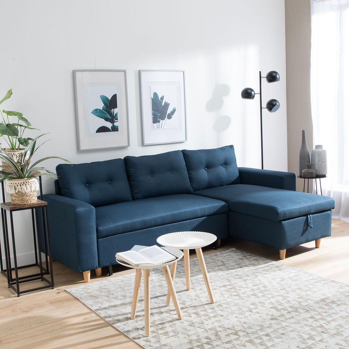 ECKSOFA WADE Blau 3 Plätze - Blau, Textil (146/229cm) - Happy Garden