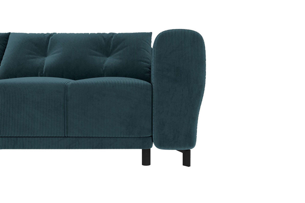 ECKSOFA Massimo Cordstoff Blau inkl. Schlaffunktion Links - Blau/Schwarz, Textil/Metall (246/177cm) - 99rooms
