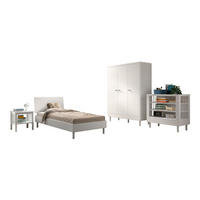 JUGENDZIMMER SET 90x200 Keeley Buche Weiß Holz Schrank Regal - Weiß, Holz (55/190/146cm) - 58aufmkessel