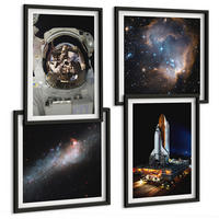 BILDER SET 4er Set - 50x50 cm & 40x60 cm Schwarzer Rahmen - Astronauten landen auf dem Mond - Schwarz, Kunststoff (50/50cm) - TULUP