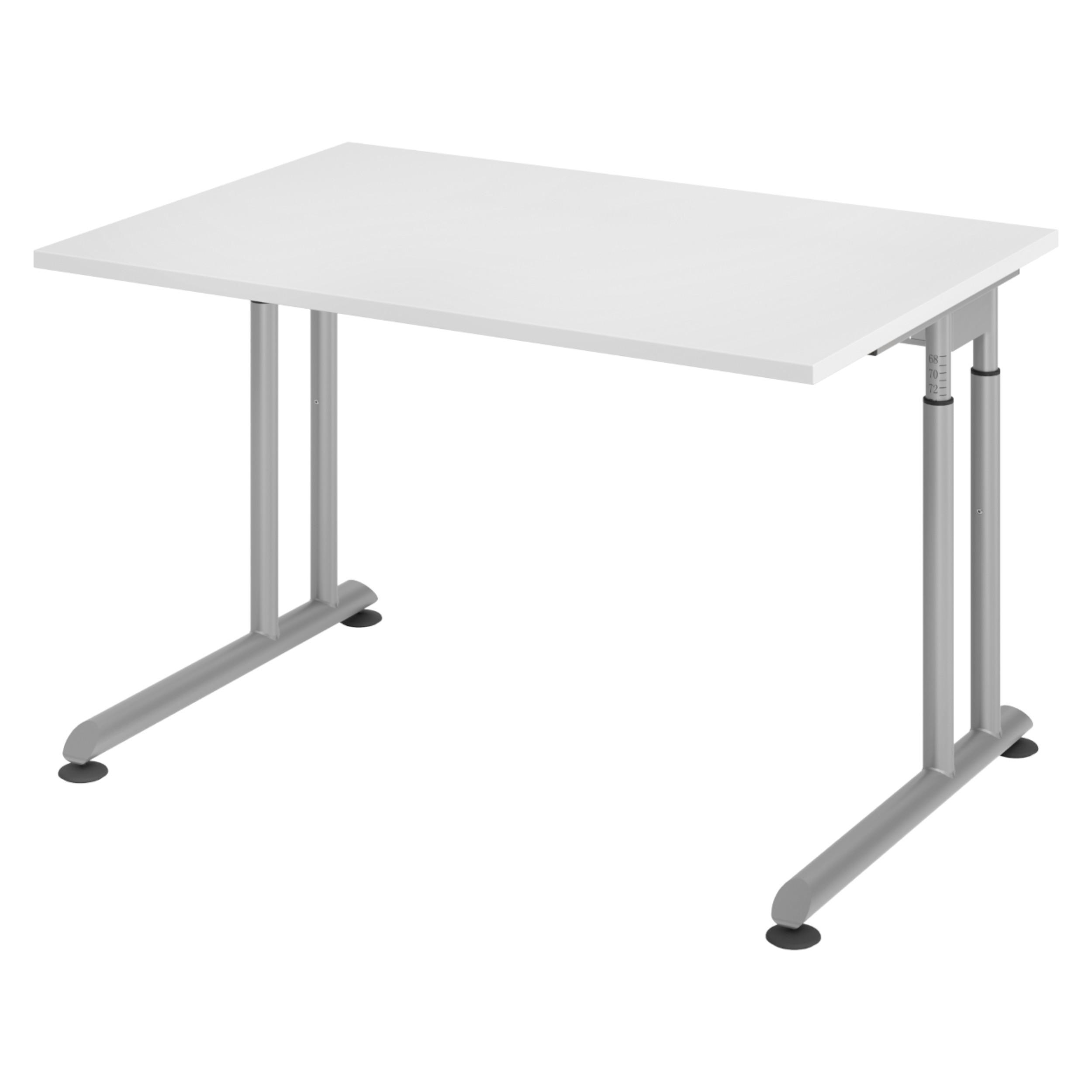 bümö Schreibtisch Weiß, Silber 120x74x80 cm