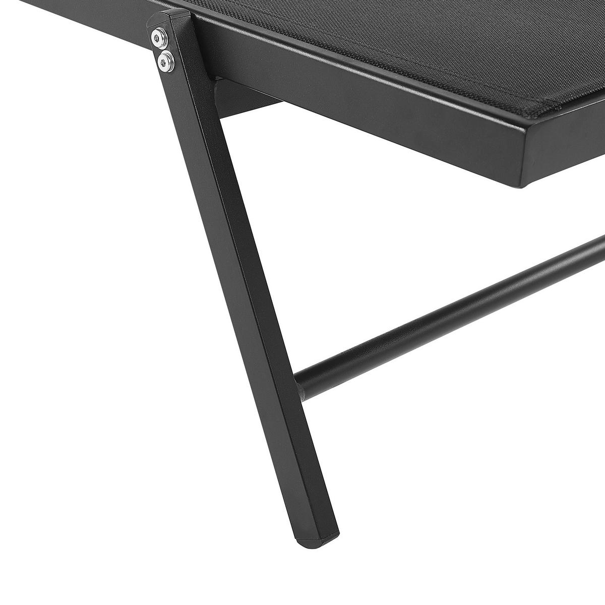 GARTENLIEGE Schwarz Portofino - Schwarz, Metall (198/107/65cm) - Beliani