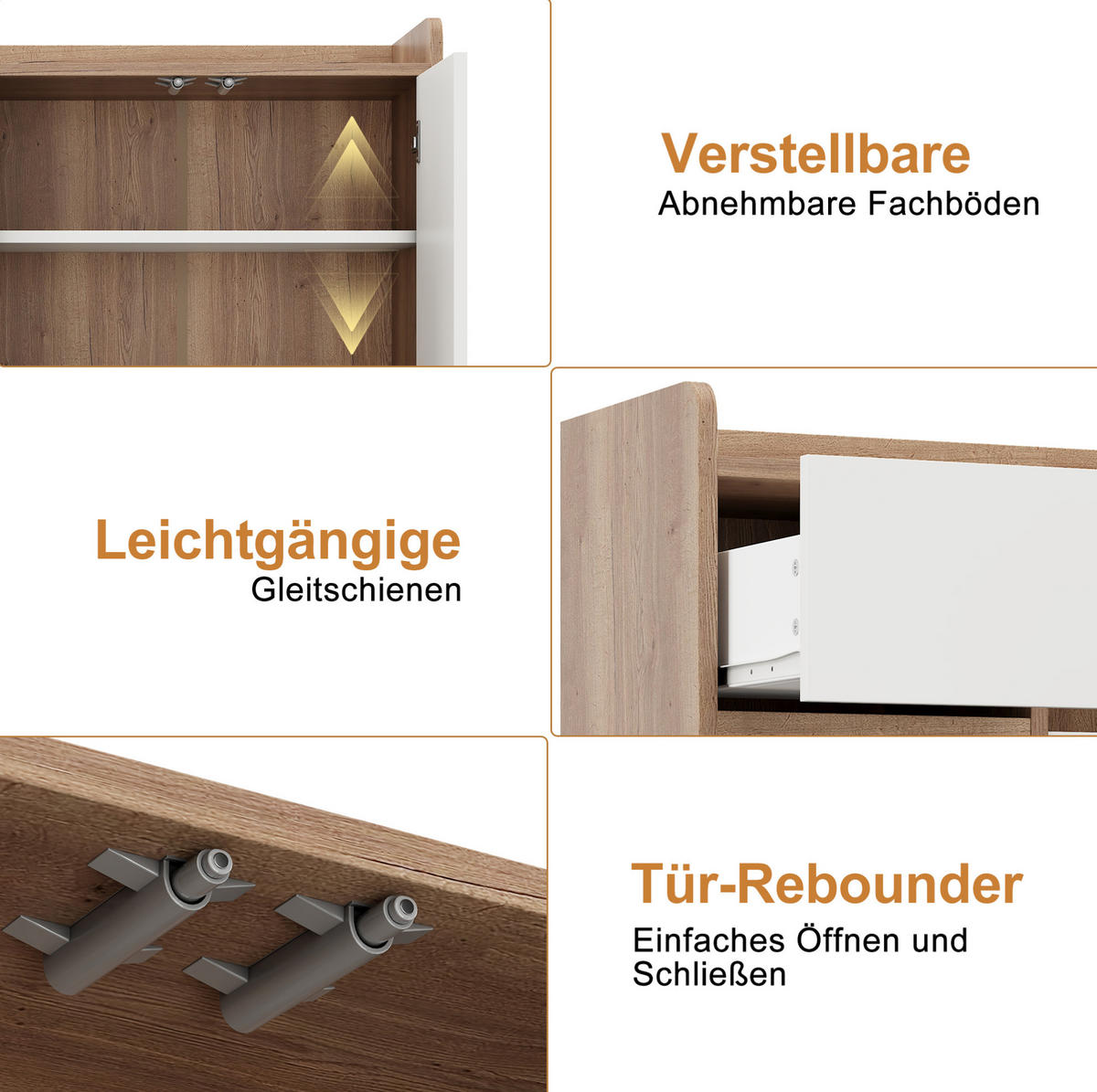 SCHUHSCHRANK aus Spanplatte 120x35x99cm in Natur mit 4 Türen & Schublade - Naturfarben, Holzwerkstoff (120/99/35cm) - Modfu