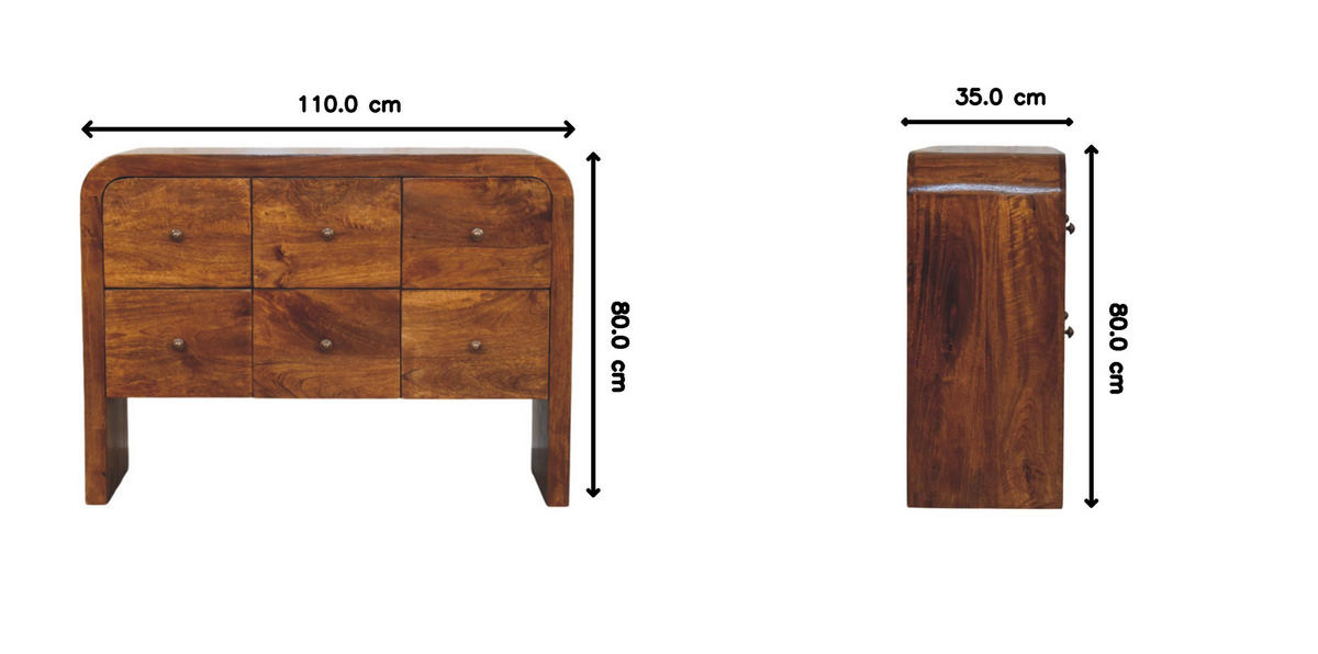 KOMMODE mit edlem Kastanien-Finish, 6 Schubladen, braun - Braun, Holz (110/80/35cm) - Artisan Furniture