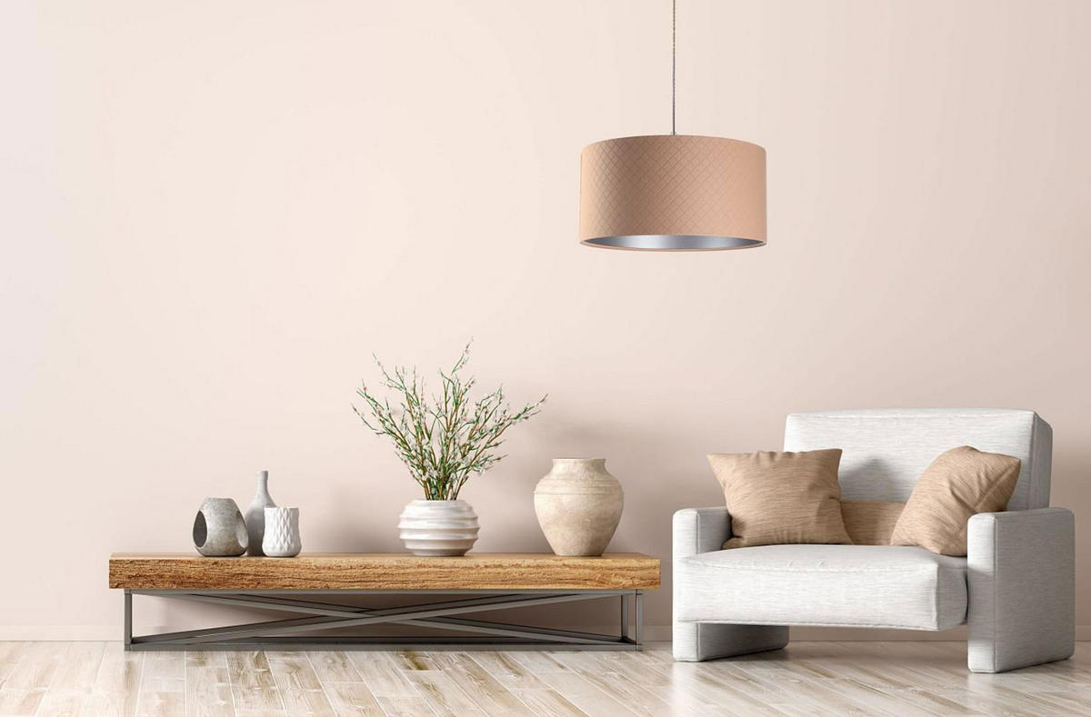 HÄNGELEUCHTE Silber 50/25 cm - Beige/Silberfarben, Kunststoff (50/0.8/25cm) - ONZENO