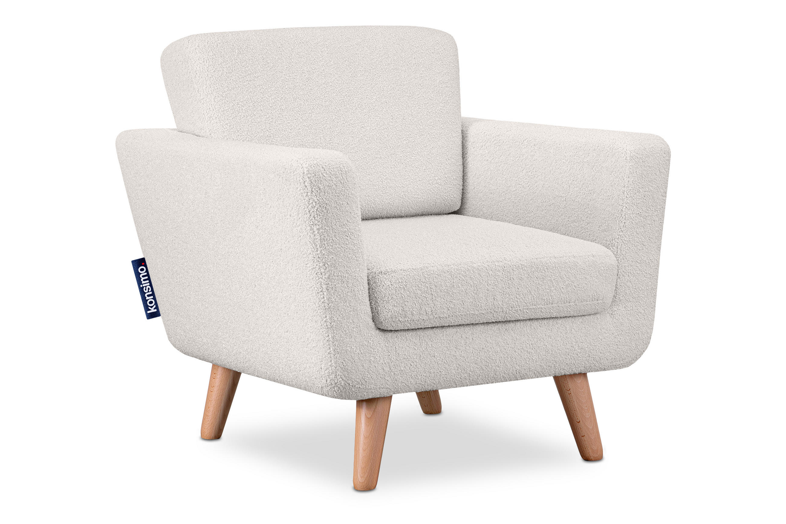SESSEL TAGIO Massivholz-Beine, weiß - Braun/Weiß, Buchenholz/Textil (86/80/88cm) - KONSIMO®