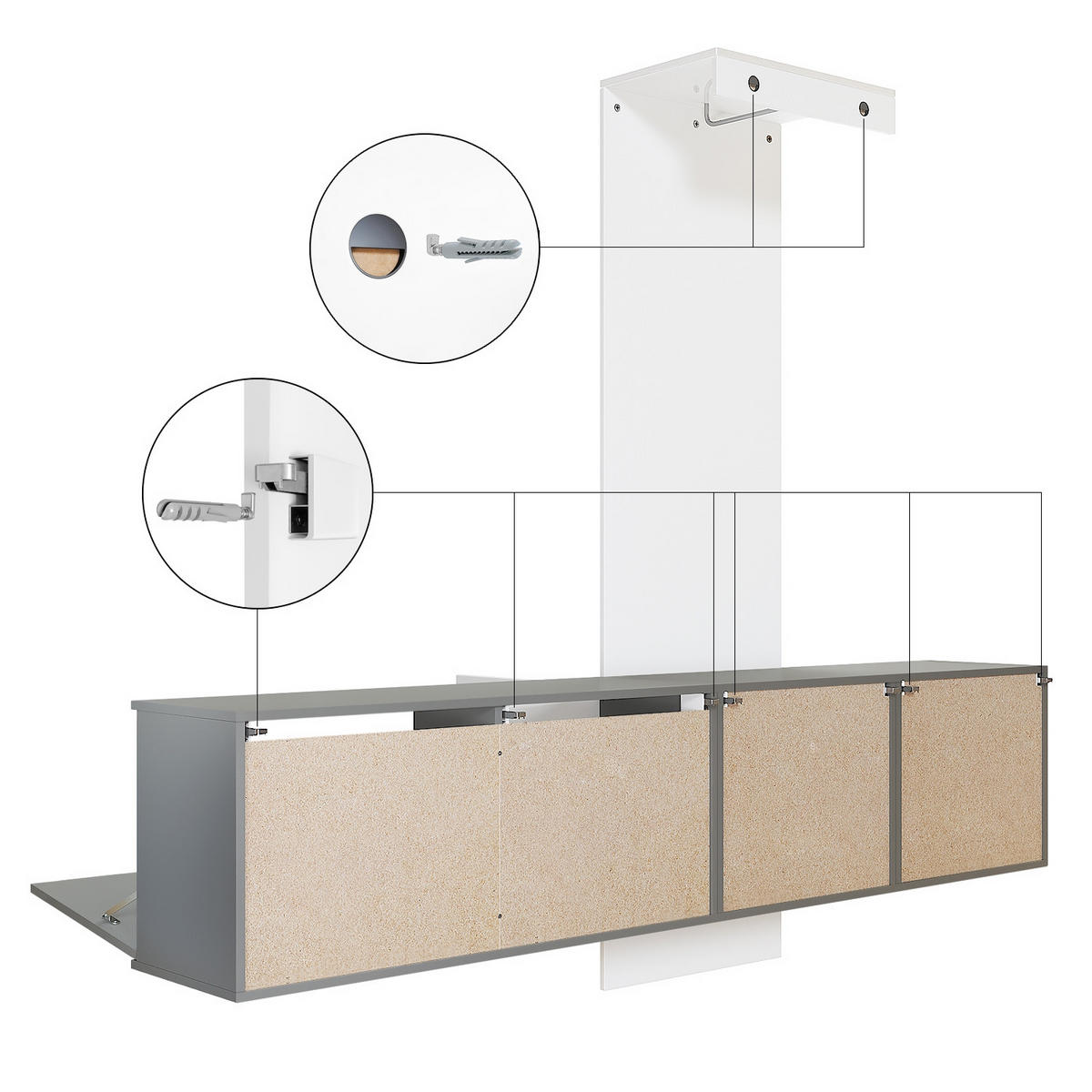 GARDEROBE Carlton Paneel in Brombeer Hochglanz - Brombeere, Holzwerkstoff (209/193/35cm) - Vladon