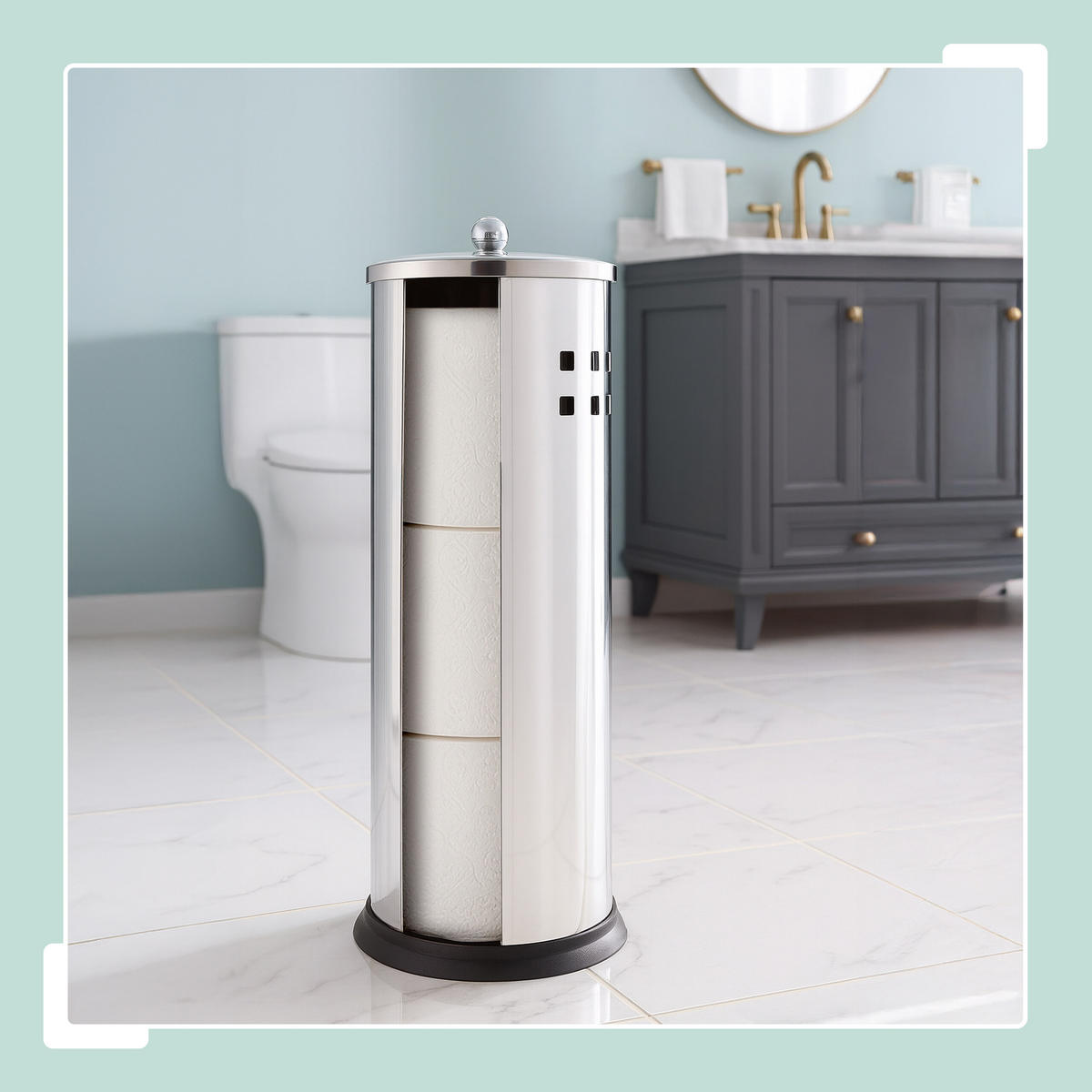 TOILETTENPAPIER-AUFBEWAHRUNG - Silberfarben, Kunststoff/Metall (14.5/37/14.5cm) - Relaxdays