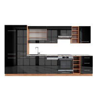 KÜCHENZEILE Fame-Line Anthrazit Hochglanz/Goldkraft Eiche 355 cm AP Marmor - Anthrazit/Eiche Wotan, Holzwerkstoff (355/81.6/60cm) - Vicco