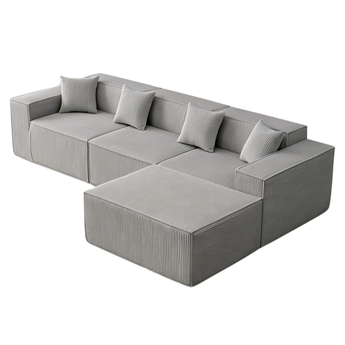 ECKSOFA cordstoff 279 cm flexibles design - Grau, Textil (279/165cm) - Urban Meuble