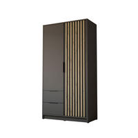 KLEIDERSCHRANK NELA, zweitürig mit Lamellen, 105 cm, Graphit/Artisan - Graphitfarben, Holzwerkstoff (105/200/51cm) - Lookway