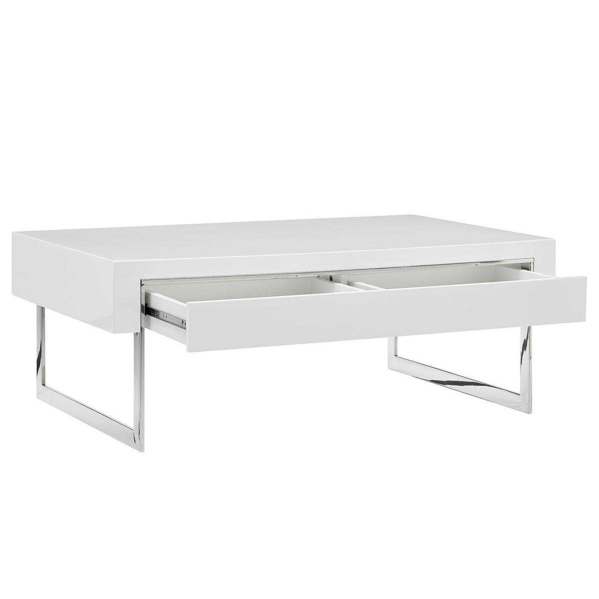 COUCHTISCH - Weiß Hochglanz, Holzwerkstoff/Metall (70/110/40cm) - home24