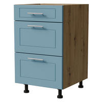 SCHUBLADENUNTERSCHRANK Bari D3/50 Eiche Artisan / RAL 5024 pastellblau 50 / 50 / 82cm REJS Vollauszug - Blau/Eiche Artisan, Holz/Holzwerkstoff (50/82/50cm) - Feldmann-Wohnen