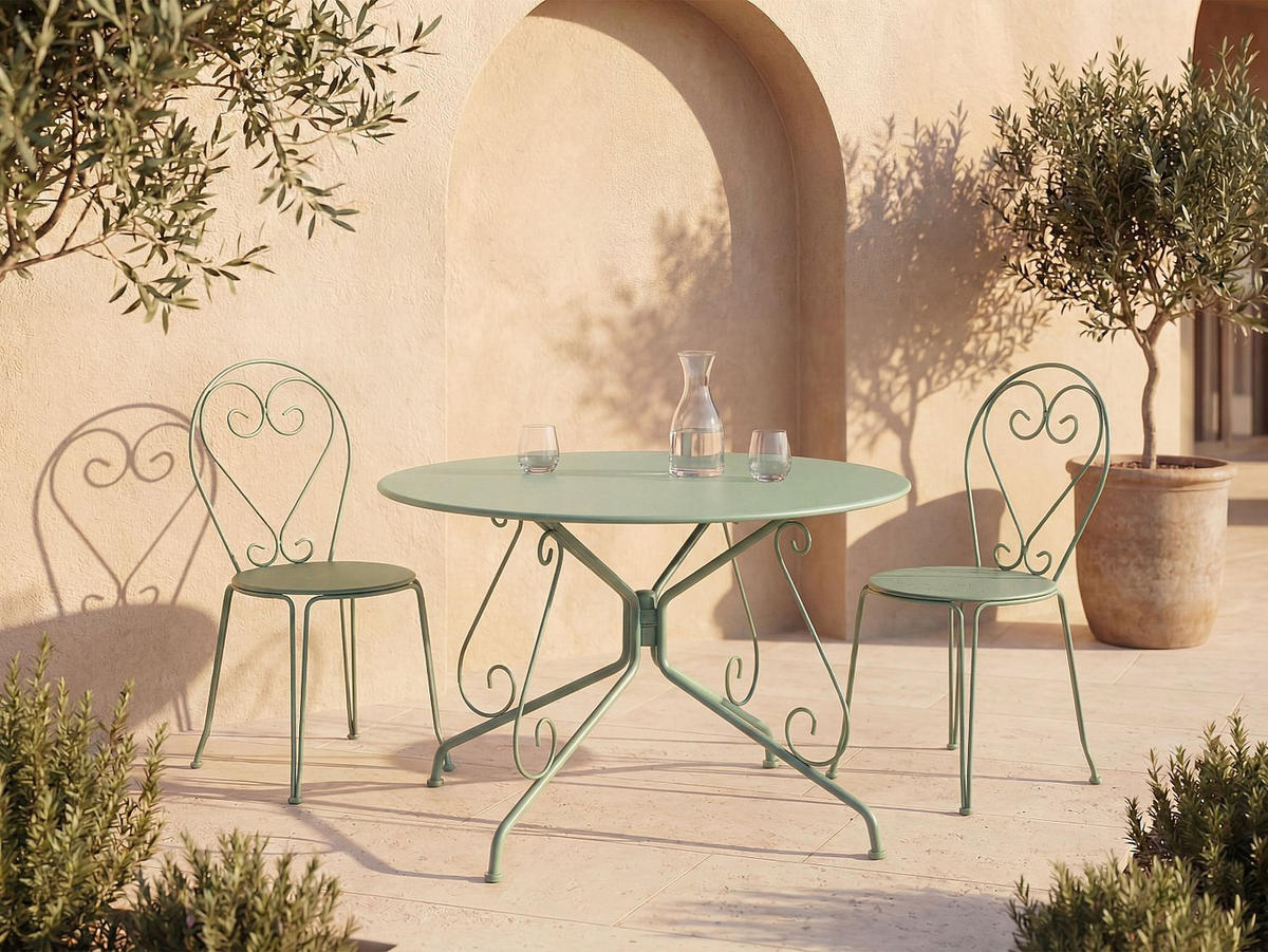 GARTENTISCH - 4 Personen, 6 Personen - metall - mandelgrün Guermantes - Grün, Metall (120/120/74cm) - Vente-Unique