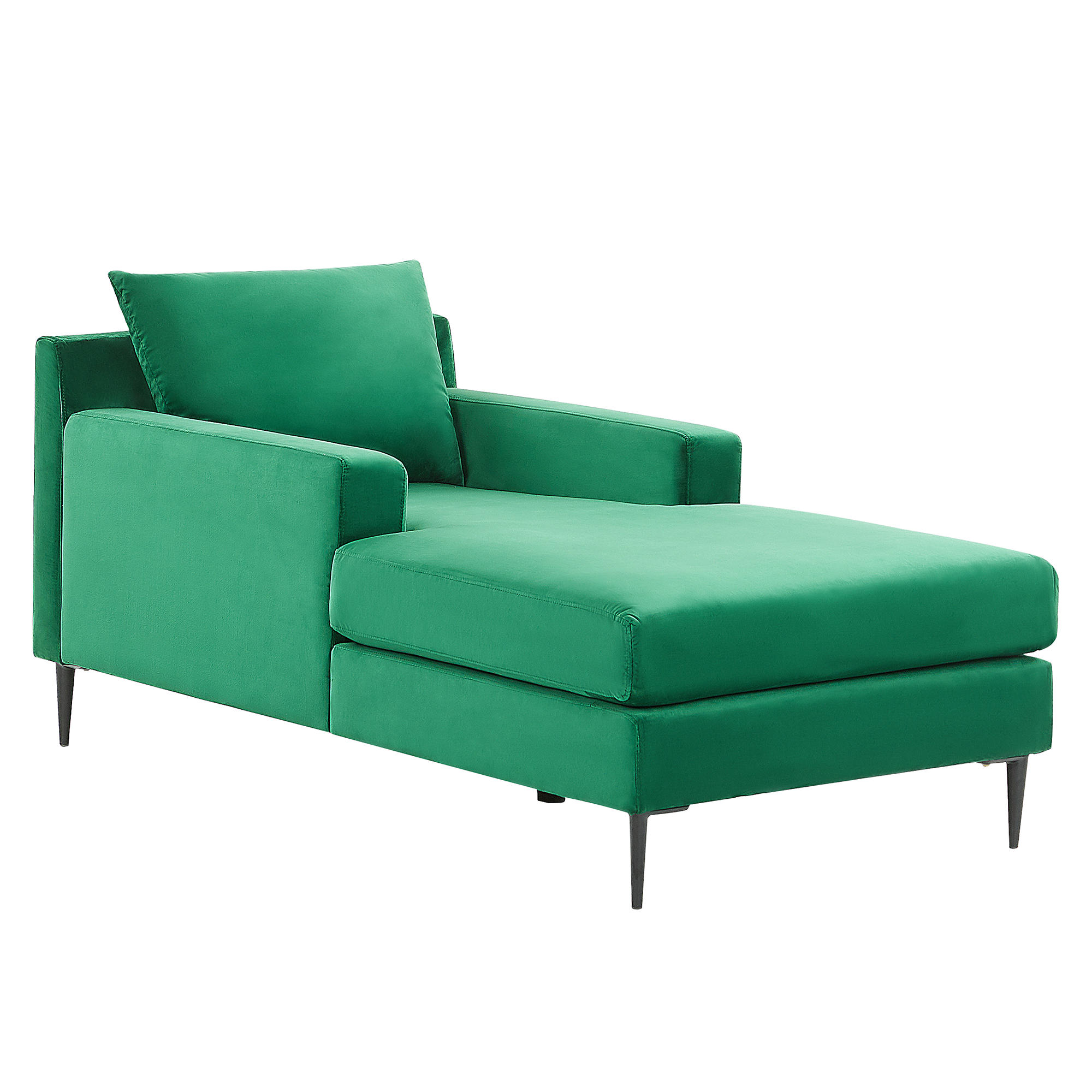 CHAISELONGUE Samtstoff grün/schwarz Gueret - Schwarz/Grün, Textil (88/73/165cm) - Beliani