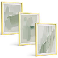 BILDER SET 3er Set - 40x60 cm Goldrahmen - Abstrakte Aquarellmuster - Goldfarben, Kunststoff (40/60cm) - TULUP