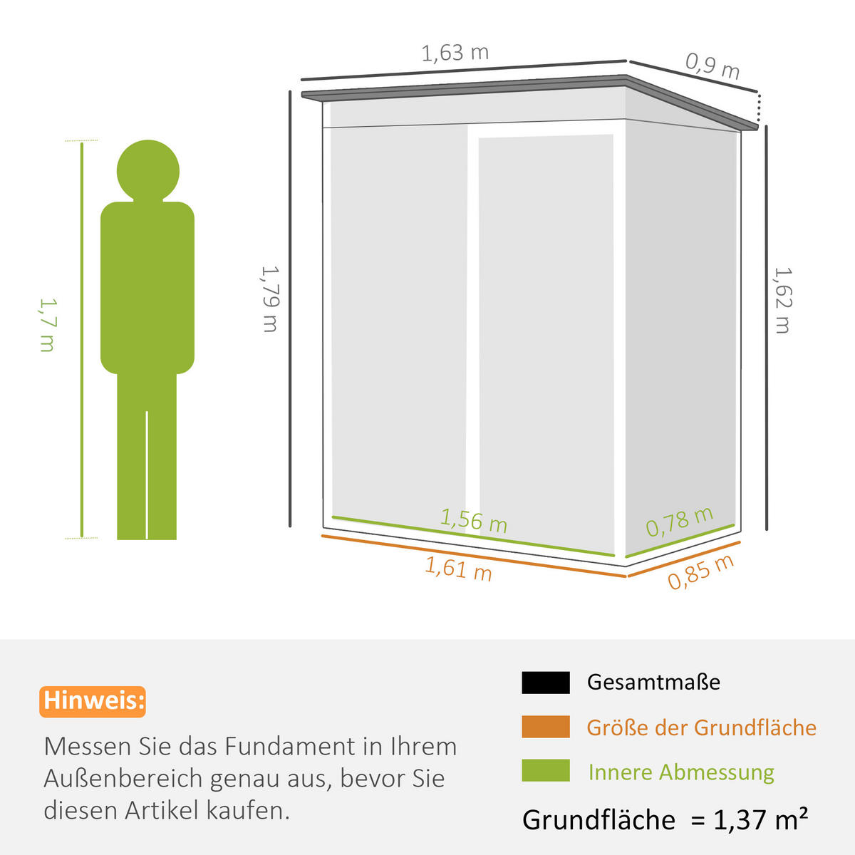 GERÄTEHAUS, Metall, Pultdach, Handschuhe, 1,37m², 163x90x179cm - Multicolor, Kunststoff (90/179/163cm) - FORIOUS