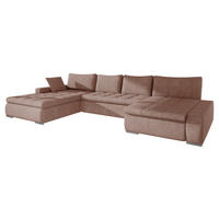 WOHNLANDSCHAFT Caro - Hellrosa/Silberfarben, Holz/Textil (394/80/213cm) - MIRJAN24