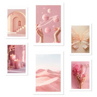POSTER Set Mit 6 Pastellrosa Komposition A3 & A4 Weißer Rahmen - Weiß, Papier (29/3cm) - Nacnic