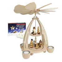 PYRAMIDE Holzmacher 20/24/35 cm - Multicolor, Holz (0.1/35/0.1cm) - Dekoteam24