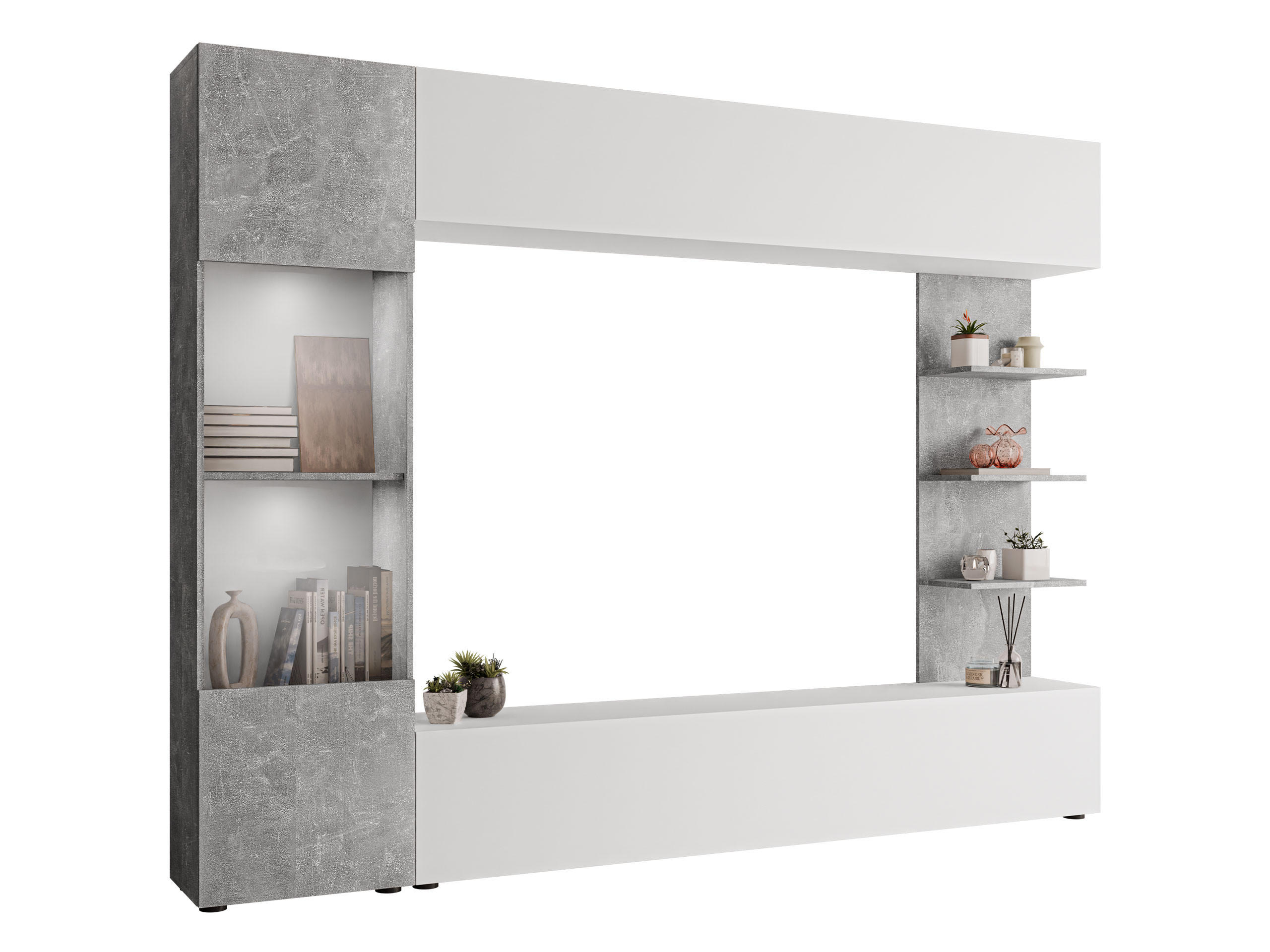 WOHNWAND Lazando, mit weißer LED Beleuchtung - Weiß, Holzwerkstoff (250/187/30cm) - MIRJAN24