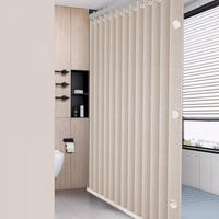 DUSCHVORHANG Beige 150 x 200 cm magnetisch faltbar Leinen dick gefüttert wasserdicht schimmelresistent - Beige, Textil (150/200cm) - MCBOSON