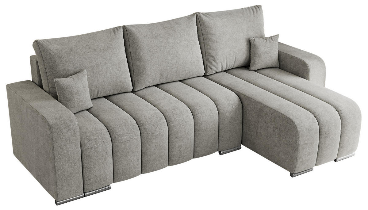 ECKSOFA KIRASSO L Hellgrau Stukture - Hellgrau/Grau, Textil (245/147cm) - MKS