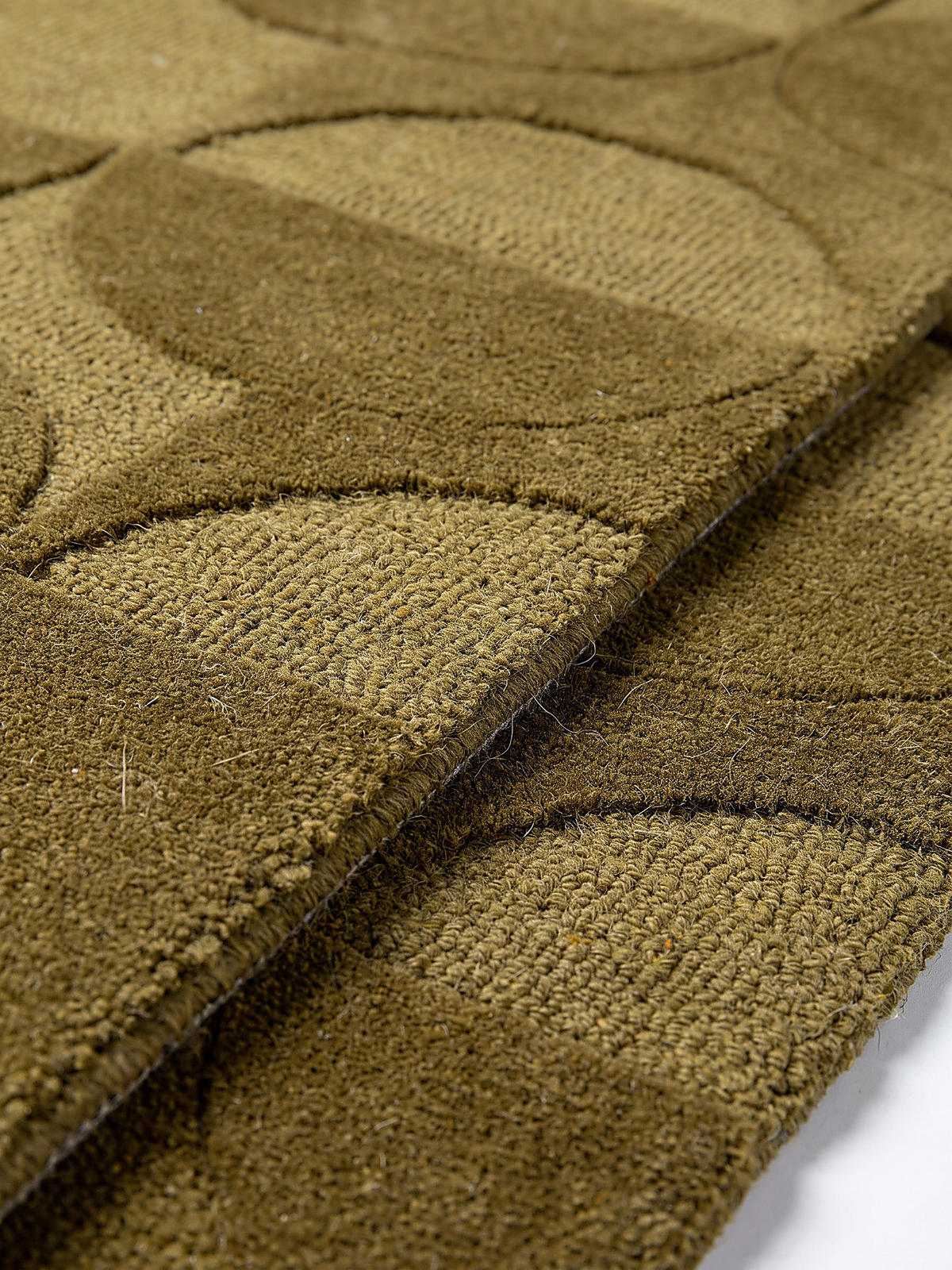TEPPICHLÄUFER handgetuftet DEBEN, Kreis-Geometrie, Olivgrün, 60 x 230 cm - Grün, Textil (60/230cm) - KADIMA DESIGN