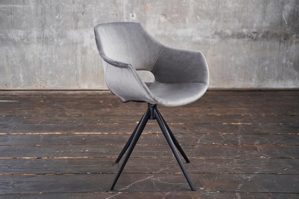DREHSTUHL ZAJA Grau Velvet - Grau, Textil (57/85/59cm) - KAWOLA