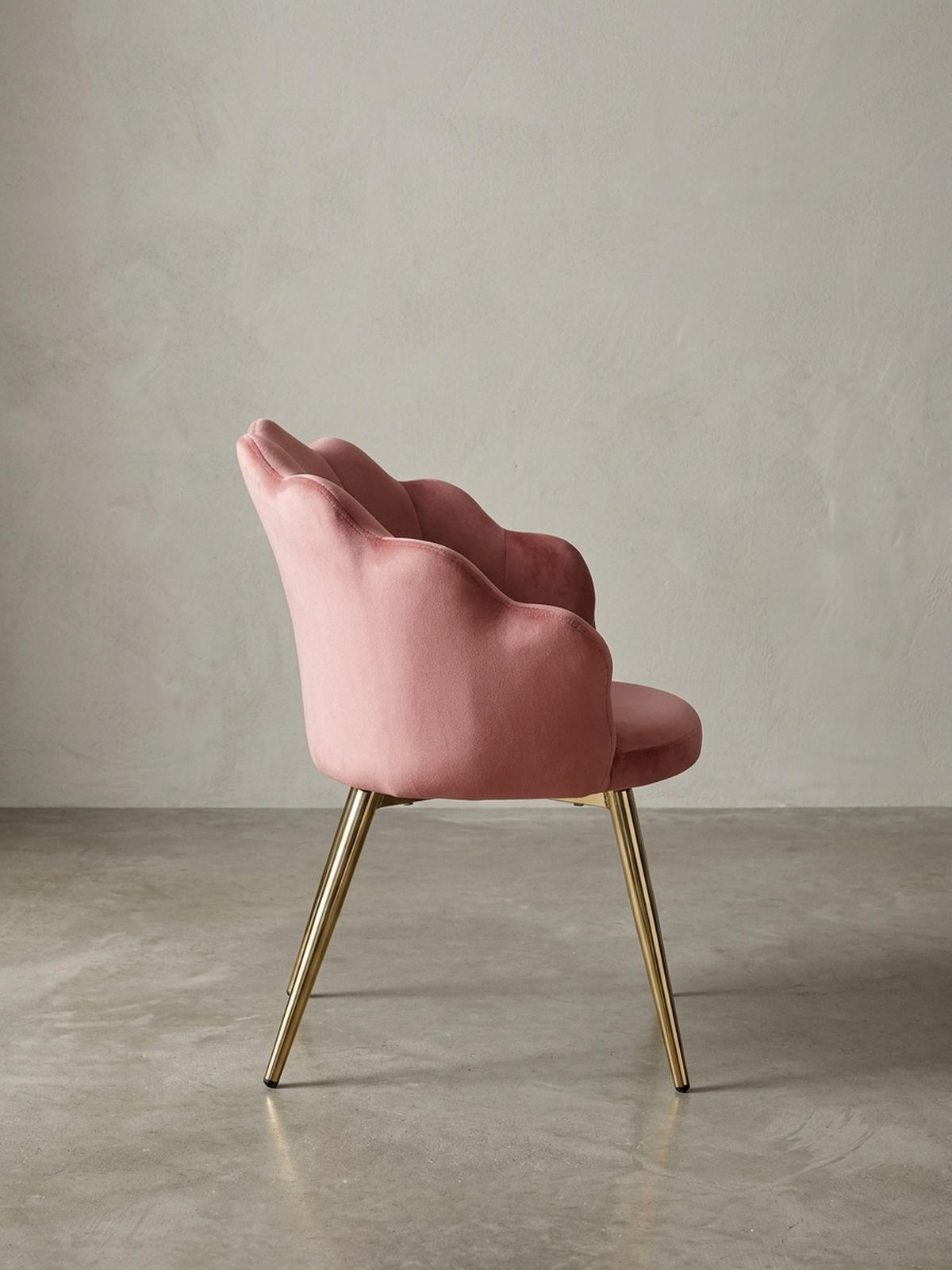 ESSZIMMERSTUHL Samtbezug mit Metallgestell Skandinavisch gepolstert, Rosa 53x48x80 cm - Pink/Goldfarben, Textil/Metall (53/80/48cm) - KADIMA DESIGN