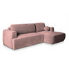 ECKSOFA SENTI K R-S Rosa Plüsch-Stoff mit Schlaffunktion - Rosa, Holz (246/148cm) - MASSENO