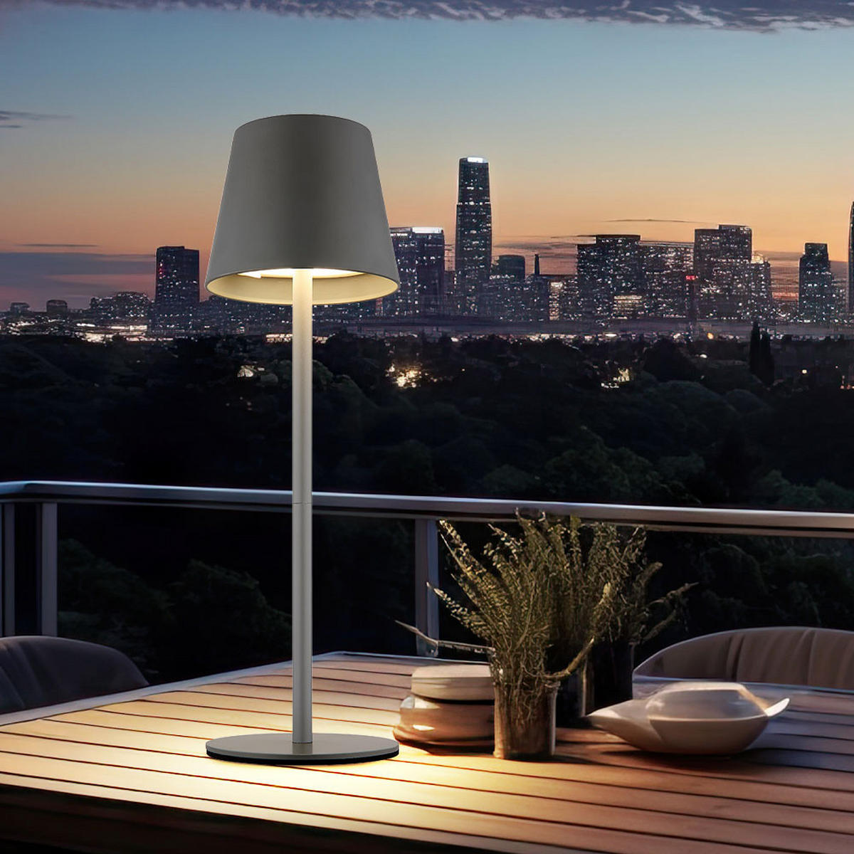 LED TISCHLAMPE Vannie Grau Akku - Grau, Metall (11.5/11.5/36cm) - Globo Lighting