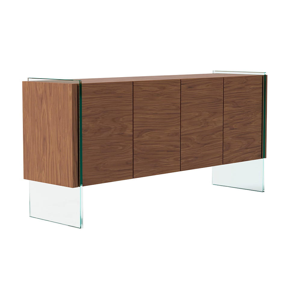 SIDEBOARD Walnuss Glas 170/43/77 cm - Transparent/Walnussfarben, Glas/Holz (170/77/43cm) - ANGEL CERDA