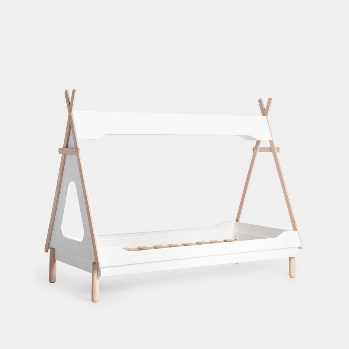 KINDERBETT Nuna Weiß 203 cm x 164 cm - Weiß, Holzwerkstoff