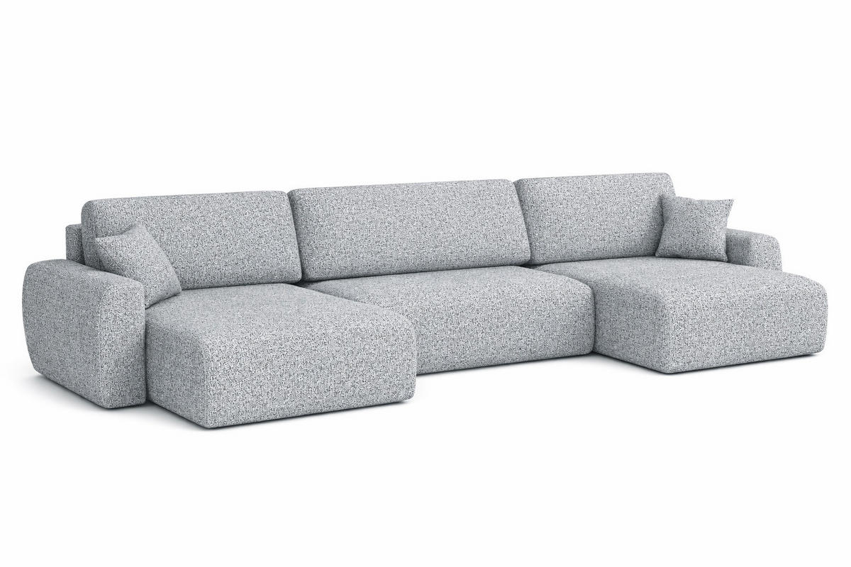 ECKSOFA Mit Schlaffunktion Und Bettkasten U-Form Ariel U, Chenille-Stoff Artico, Cement - Hellgrau, Holz (342/142cm) - Kaiser Möbel