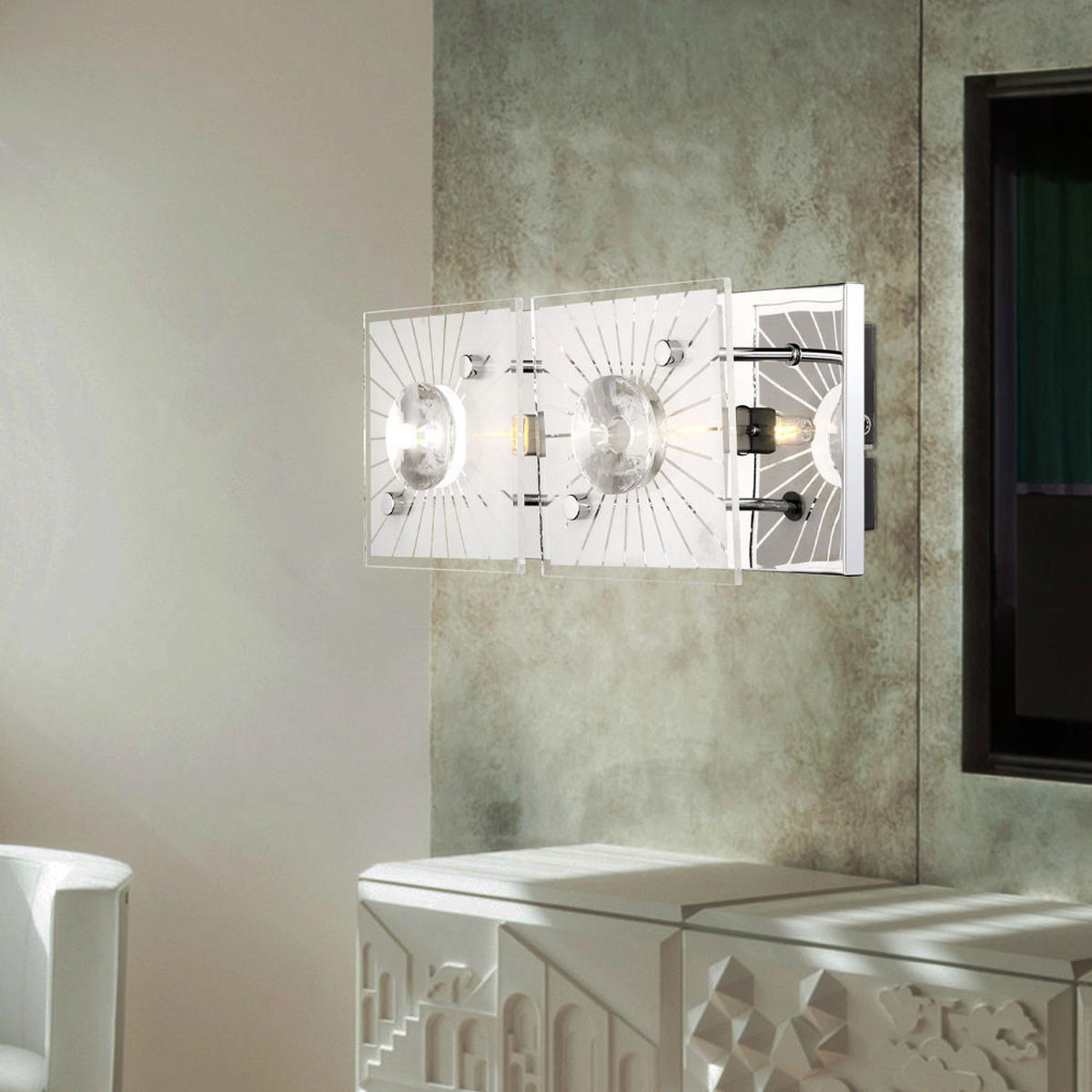 WANDELLEUCHTE Iolana Kristalloptik Silber - Silberfarben, Glas (11/10/24cm) - Globo Lighting