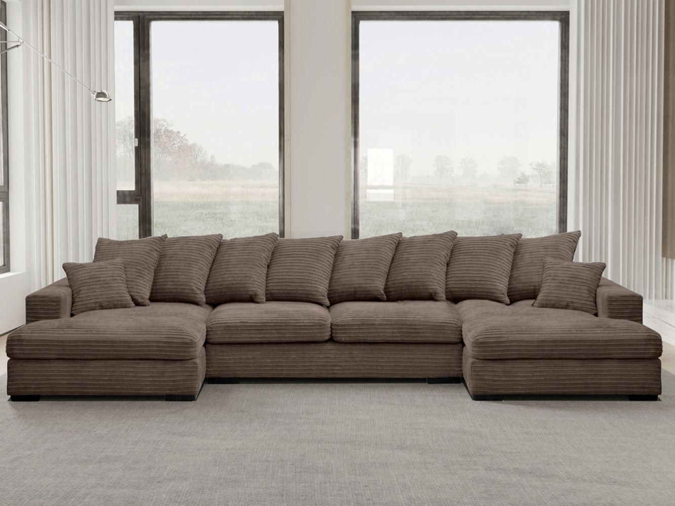 ECKSOFA mit Schlaffunktion und Bettkasten Couch U-form Gabon Stoff Zoom Braun - Braun, Holz (373/155cm) - Kaiser Möbel