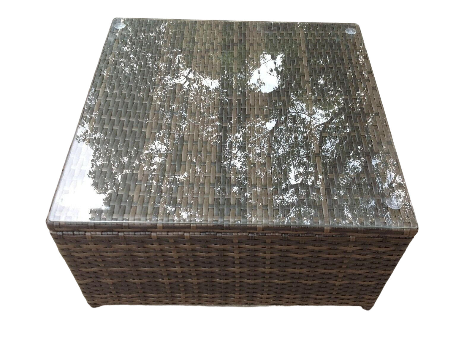 GARTENMÖBEL COUCHTISCH Polyrattan Dunkelbraun - Braun, Glas/Kunststoff (65/65/37cm) - Fimous
