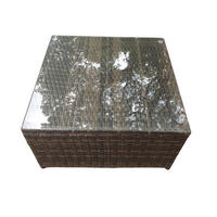 GARTENMÖBEL COUCHTISCH Polyrattan Dunkelbraun - Braun, Glas/Kunststoff (65/65/37cm) - Fimous