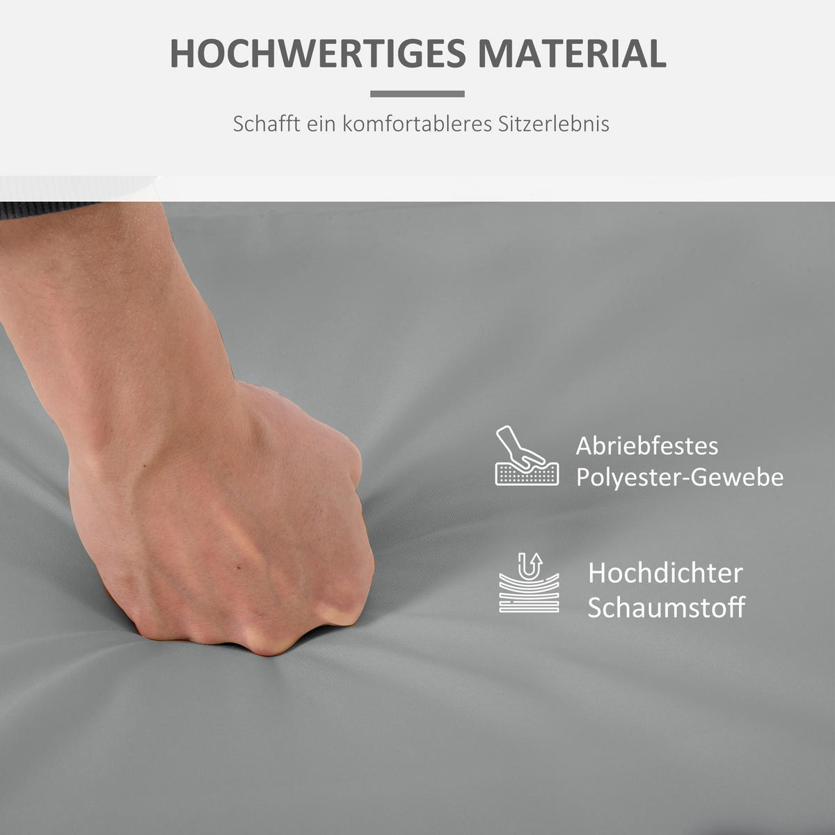 SITZKISSEN 2er-Set 56 x 52 cm - Hellgrau, Kunststoff (52/7/56cm) - Outsunny