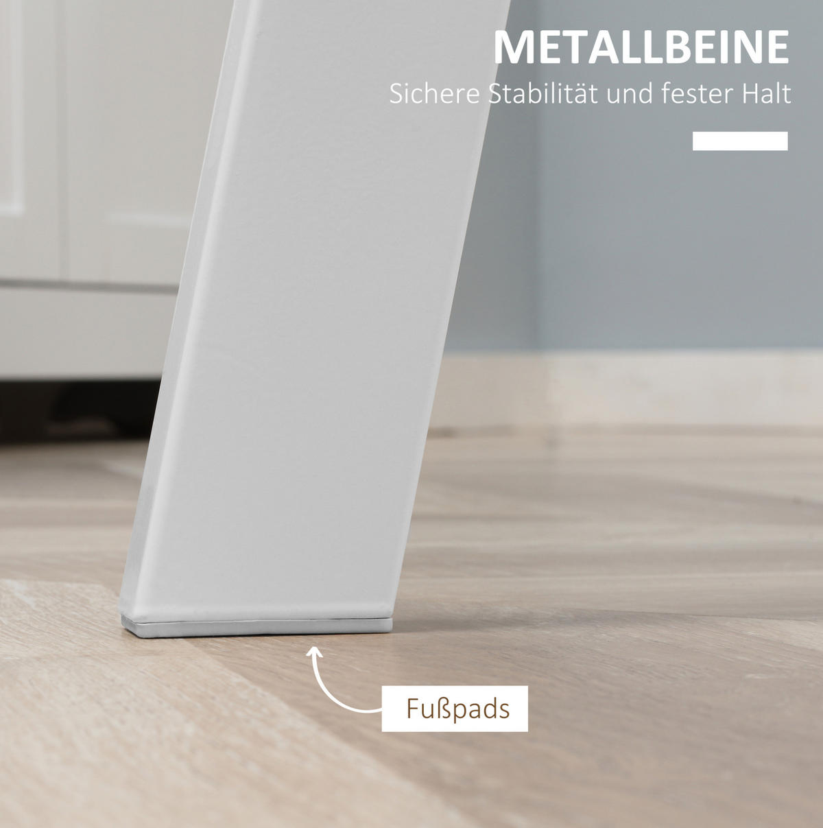 ESSTISCH aus MDF 72x72x75 cm Weiß mit Hochglanzoberfläche und abgeschrägten Metallbeinen - Weiß, Holzwerkstoff (72/72/75cm) - Modfu