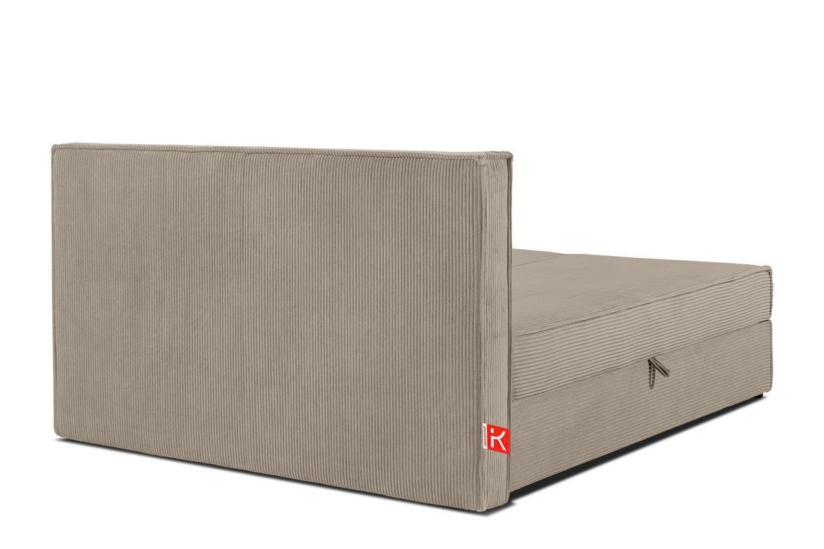 BOXSPRINGBETT ROTI mit Stauraum, beige - Beige/Schwarz, Holz/Holzwerkstoff (140/200cm) - KONSIMO®