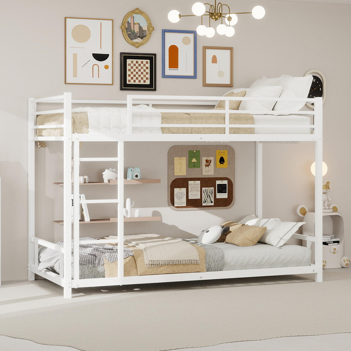 ETAGENBETT Metall 2 Ebenen Geländer - Weiß, Metall - LEBENLANG