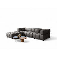 SOFA 3-sitzer Und 1-polsterhocker Flow - Dunkelgrau, Holzwerkstoff/Textil (288/71/96cm) - Fun Möbel