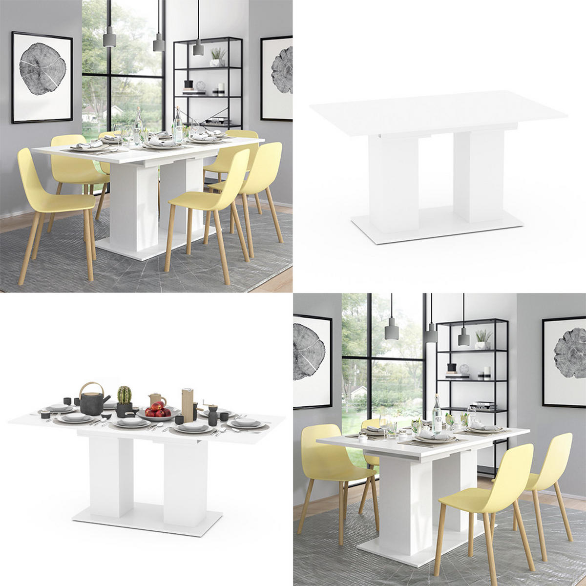 ESSTISCH Dix Weiß 140 x 90 cm - Weiß, Holzwerkstoff (90/140/76cm) - Vicco