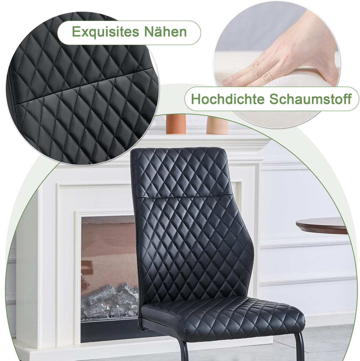 ESSTISCH-SET 5-tlg. 107 cm Schwarz/Nussbaum - Schwarz, Metall (107/75/107cm) - Meubliv